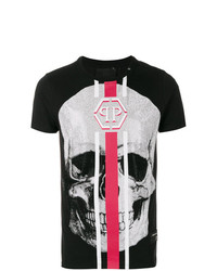 T-shirt à col rond imprimé noir Philipp Plein