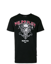 T-shirt à col rond imprimé noir Philipp Plein