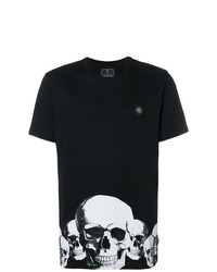 T-shirt à col rond imprimé noir Philipp Plein