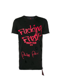 T-shirt à col rond imprimé noir Philipp Plein