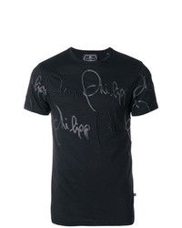 T-shirt à col rond imprimé noir Philipp Plein