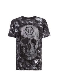 T-shirt à col rond imprimé noir Philipp Plein