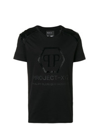 T-shirt à col rond imprimé noir Philipp Plein