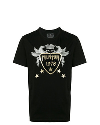 T-shirt à col rond imprimé noir Philipp Plein