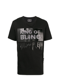 T-shirt à col rond imprimé noir Philipp Plein