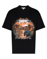 T-shirt à col rond imprimé noir Phipps