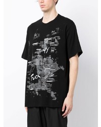 T-shirt à col rond imprimé noir Yohji Yamamoto