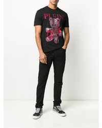 T-shirt à col rond imprimé noir Philipp Plein