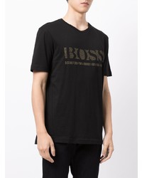 T-shirt à col rond imprimé noir BOSS