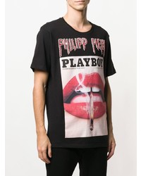 T-shirt à col rond imprimé noir Philipp Plein