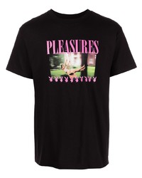 T-shirt à col rond imprimé noir Pleasures