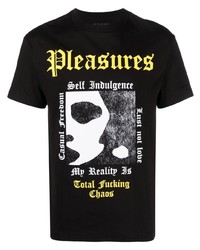 T-shirt à col rond imprimé noir Pleasures