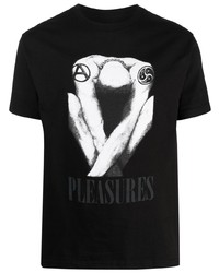 T-shirt à col rond imprimé noir Pleasures