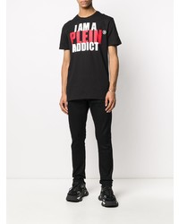 T-shirt à col rond imprimé noir Philipp Plein