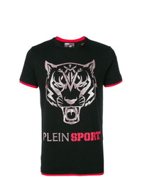 T-shirt à col rond imprimé noir Plein Sport