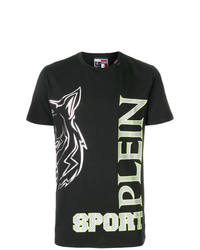 T-shirt à col rond imprimé noir Plein Sport