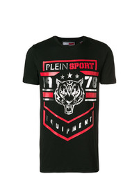 T-shirt à col rond imprimé noir Plein Sport