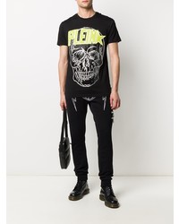 T-shirt à col rond imprimé noir Philipp Plein