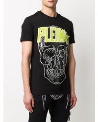 T-shirt à col rond imprimé noir Philipp Plein