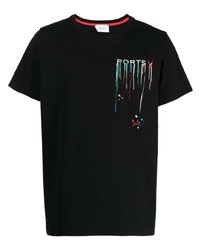 T-shirt à col rond imprimé noir Ports V