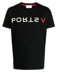 T-shirt à col rond imprimé noir Ports V