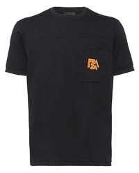 T-shirt à col rond imprimé noir Prada