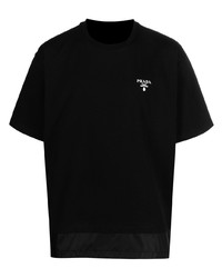 T-shirt à col rond imprimé noir Prada