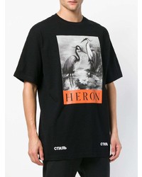 T-shirt à col rond imprimé noir Heron Preston