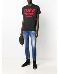 T-shirt à col rond imprimé noir DSQUARED2