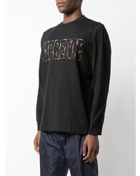 T-shirt à col rond imprimé noir Supreme