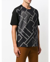 T-shirt à col rond imprimé noir Issey Miyake Men