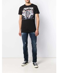 T-shirt à col rond imprimé noir Philipp Plein