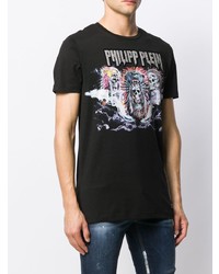 T-shirt à col rond imprimé noir Philipp Plein