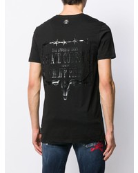 T-shirt à col rond imprimé noir Philipp Plein