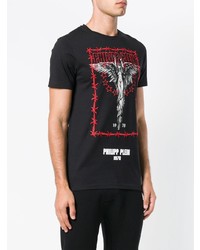 T-shirt à col rond imprimé noir Philipp Plein