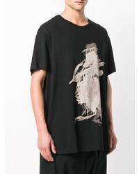 T-shirt à col rond imprimé noir Yohji Yamamoto