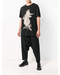 T-shirt à col rond imprimé noir Yohji Yamamoto