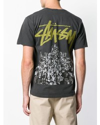 T-shirt à col rond imprimé noir Stussy