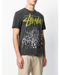 T-shirt à col rond imprimé noir Stussy