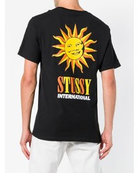 T-shirt à col rond imprimé noir Stussy