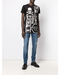 T-shirt à col rond imprimé noir Philipp Plein