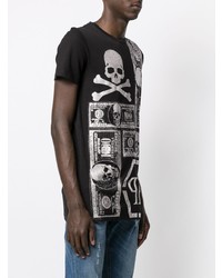 T-shirt à col rond imprimé noir Philipp Plein