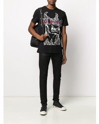 T-shirt à col rond imprimé noir Philipp Plein