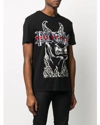 T-shirt à col rond imprimé noir Philipp Plein