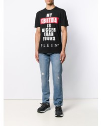 T-shirt à col rond imprimé noir Philipp Plein