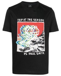 T-shirt à col rond imprimé noir PS Paul Smith