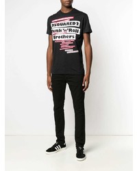 T-shirt à col rond imprimé noir DSQUARED2