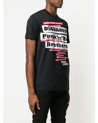 T-shirt à col rond imprimé noir DSQUARED2