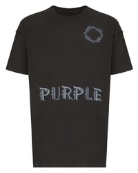 T-shirt à col rond imprimé noir purple brand