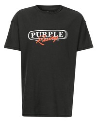 T-shirt à col rond imprimé noir purple brand